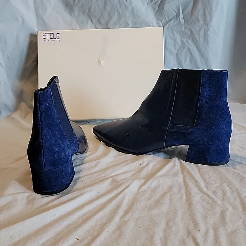 Women's STELE Leather size 42 boots, new with a box, blue color. - Picture 3 of 10